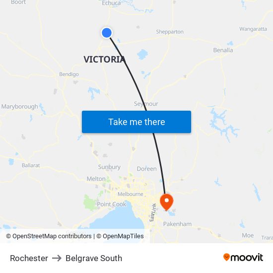 Rochester to Belgrave South map