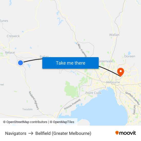 Navigators to Bellfield (Greater Melbourne) map