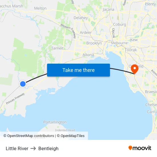 Little River to Bentleigh map