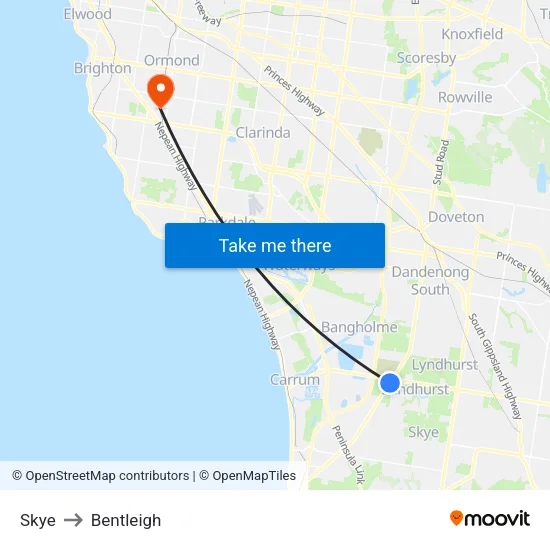 Skye to Bentleigh map