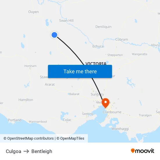 Culgoa to Bentleigh map