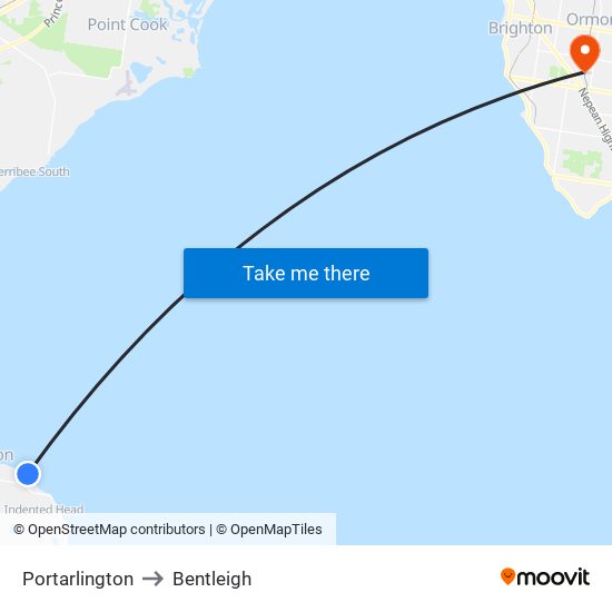 Portarlington to Bentleigh map