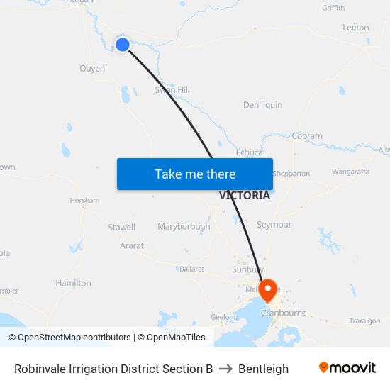 Robinvale Irrigation District Section B to Bentleigh map