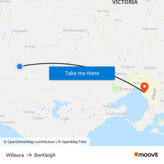 Willaura to Bentleigh map