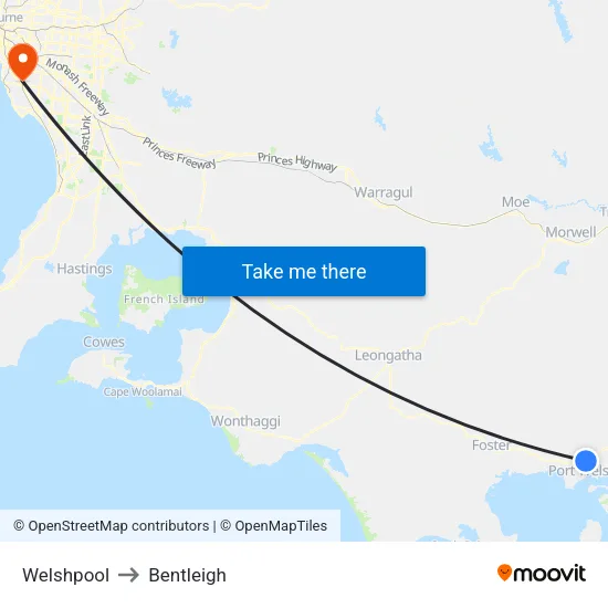 Welshpool to Bentleigh map