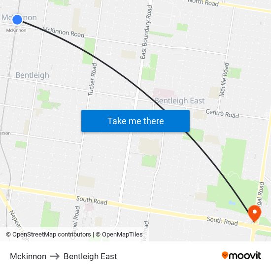 Mckinnon to Bentleigh East map