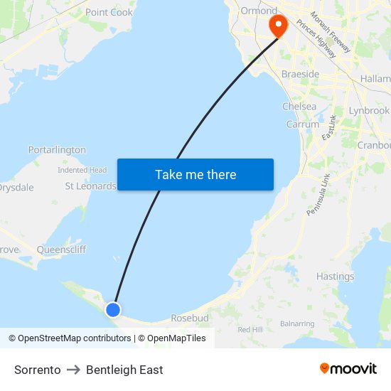 Sorrento to Bentleigh East map