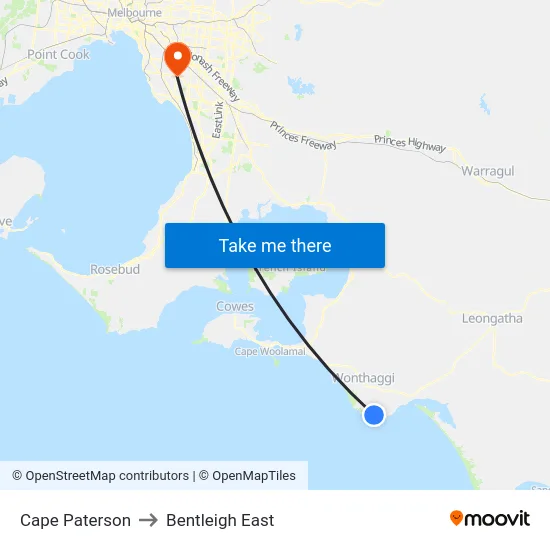 Cape Paterson to Bentleigh East map