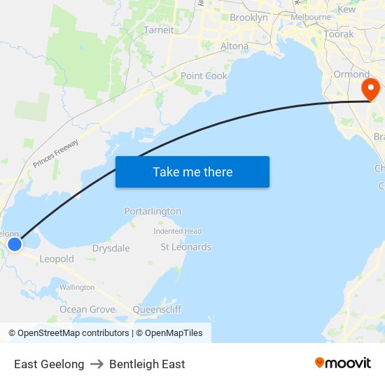 East Geelong to Bentleigh East map