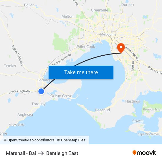 Marshall - Bal to Bentleigh East map