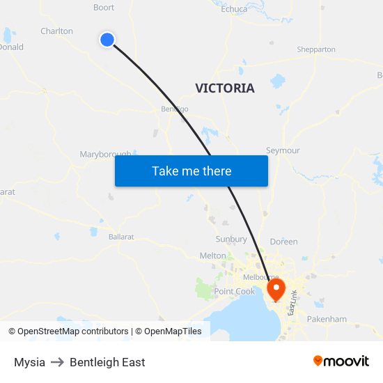 Mysia to Bentleigh East map