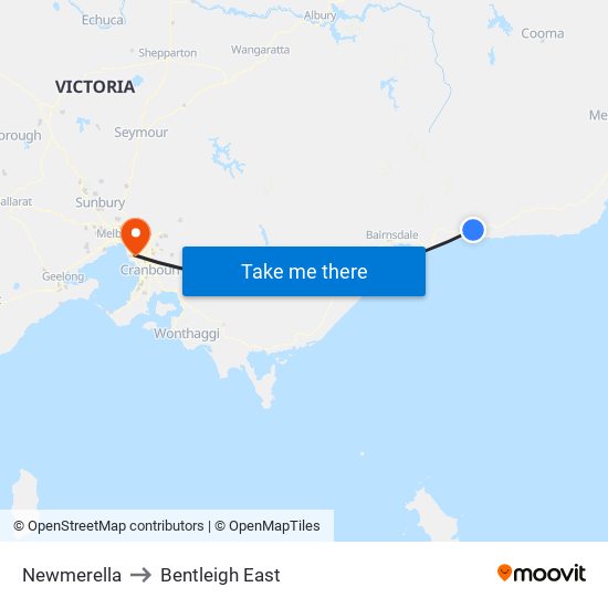 Newmerella to Bentleigh East map