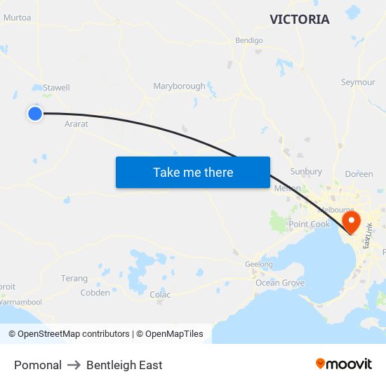 Pomonal to Bentleigh East map