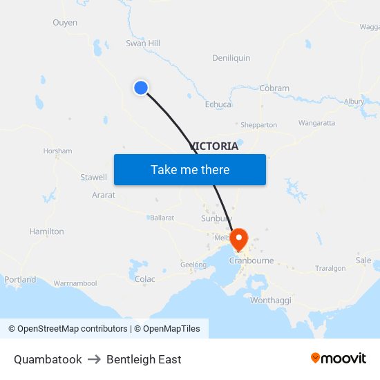 Quambatook to Bentleigh East map