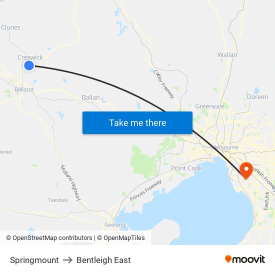 Springmount to Bentleigh East map