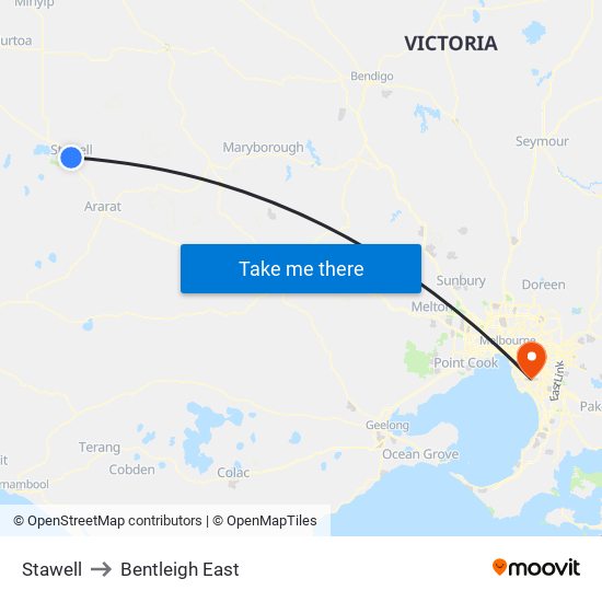 Stawell to Bentleigh East map