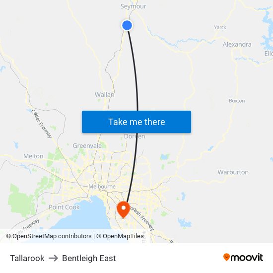Tallarook to Bentleigh East map