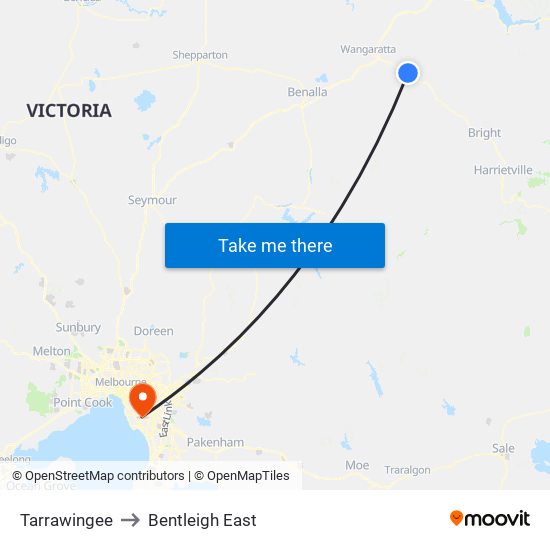 Tarrawingee to Bentleigh East map