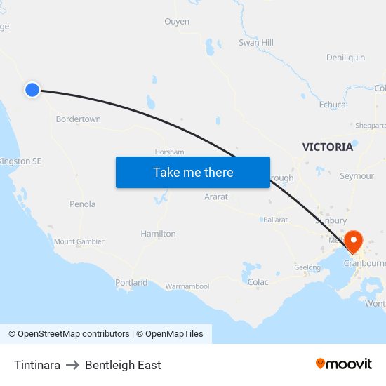 Tintinara to Bentleigh East map