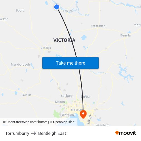 Torrumbarry to Bentleigh East map