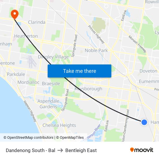 Dandenong South - Bal to Bentleigh East map