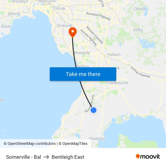 Somerville - Bal to Bentleigh East map