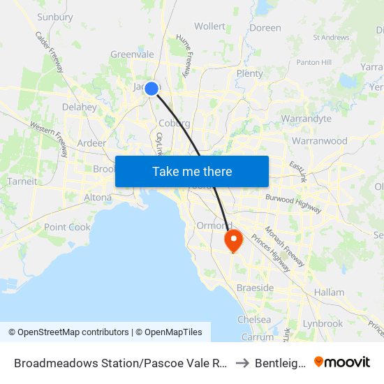 Broadmeadows Station/Pascoe Vale Rd (Broadmeadows) to Bentleigh East map