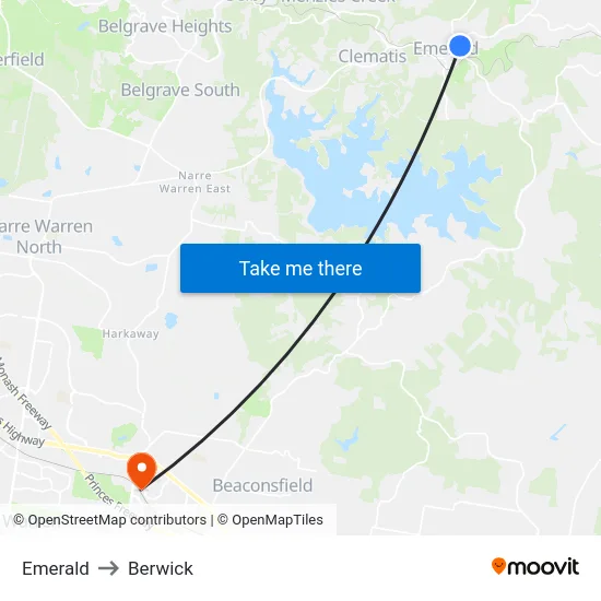Emerald to Berwick map