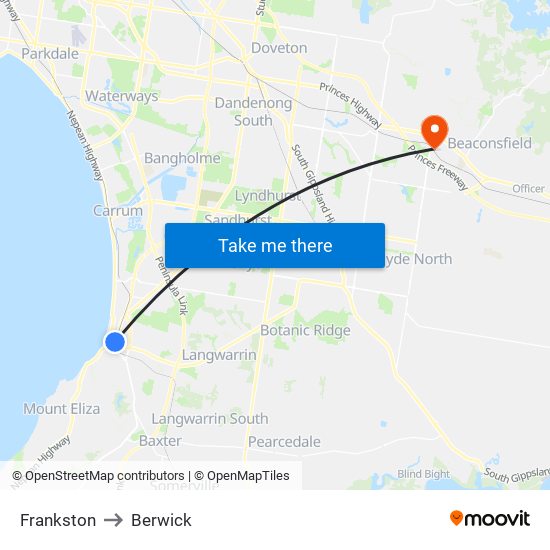 Frankston to Berwick map