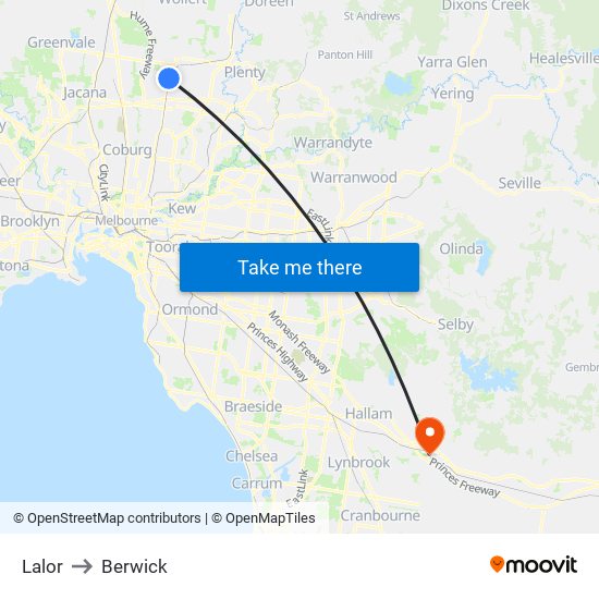 Lalor to Berwick map