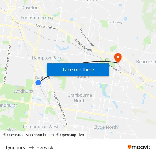 Lyndhurst to Berwick map