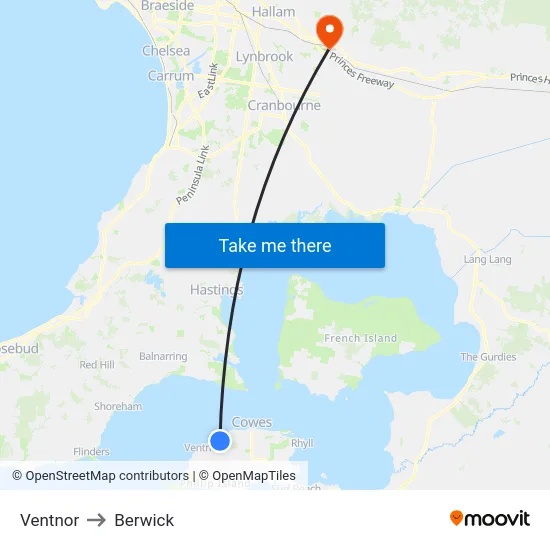 Ventnor to Berwick map