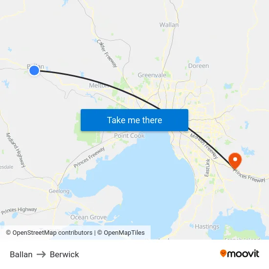 Ballan to Berwick map