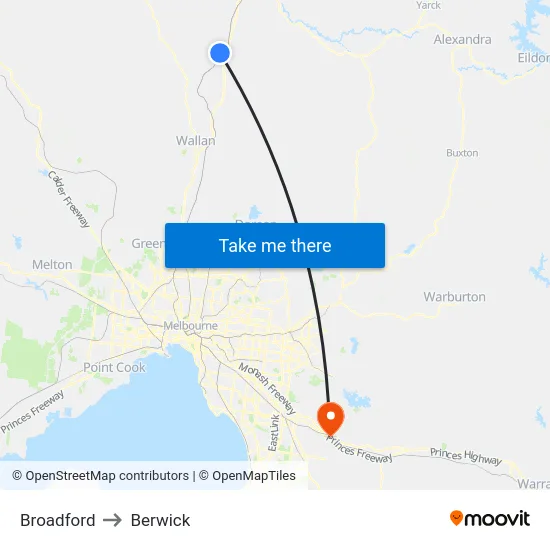 Broadford to Berwick map