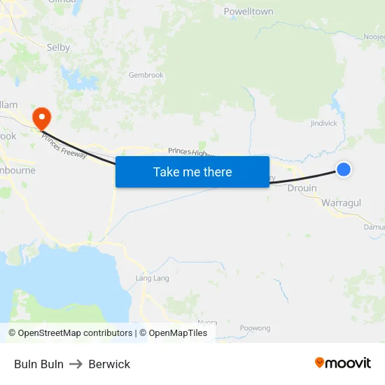 Buln Buln to Berwick map