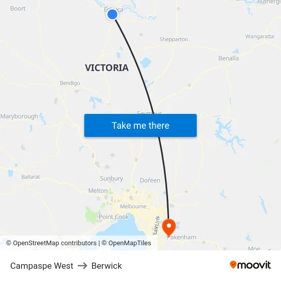 Campaspe West to Berwick map
