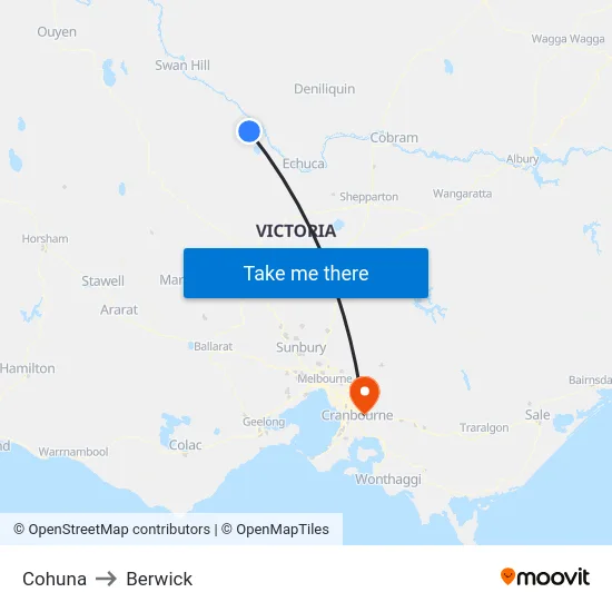 Cohuna to Berwick map