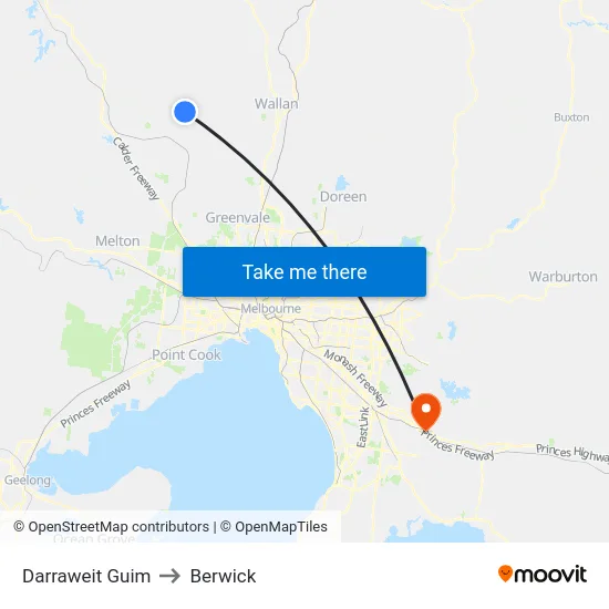 Darraweit Guim to Berwick map