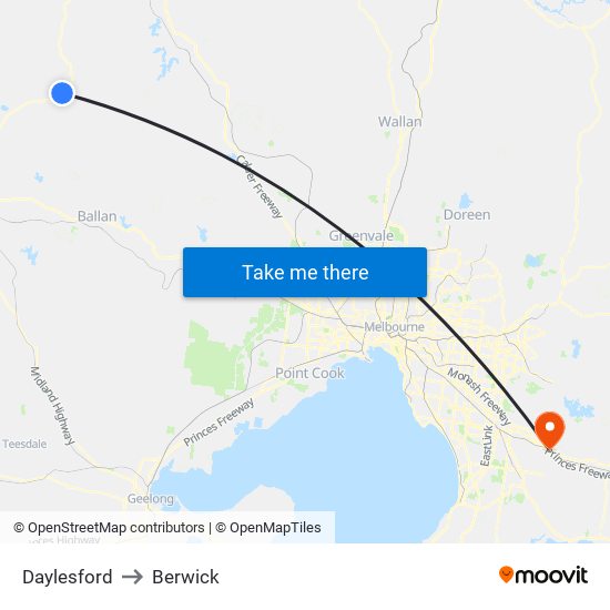 Daylesford to Berwick map
