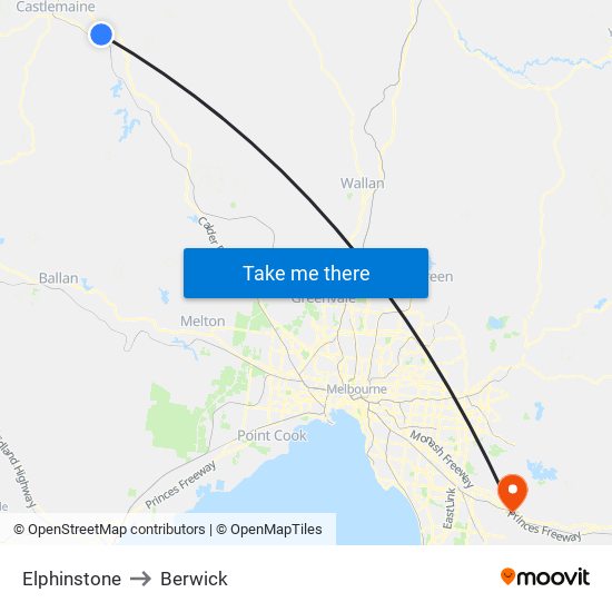 Elphinstone to Berwick map