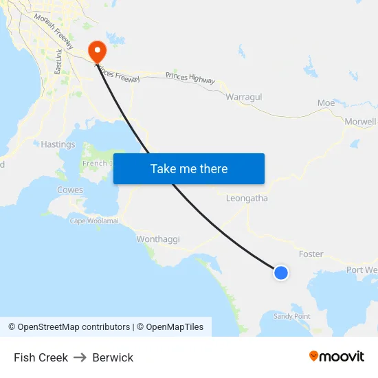 Fish Creek to Berwick map