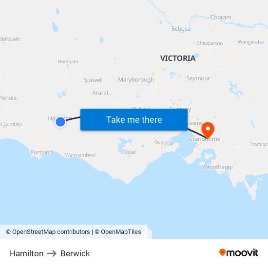 Hamilton to Berwick map