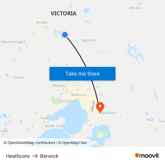 Heathcote to Berwick map