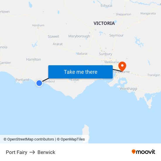 Port Fairy to Berwick map