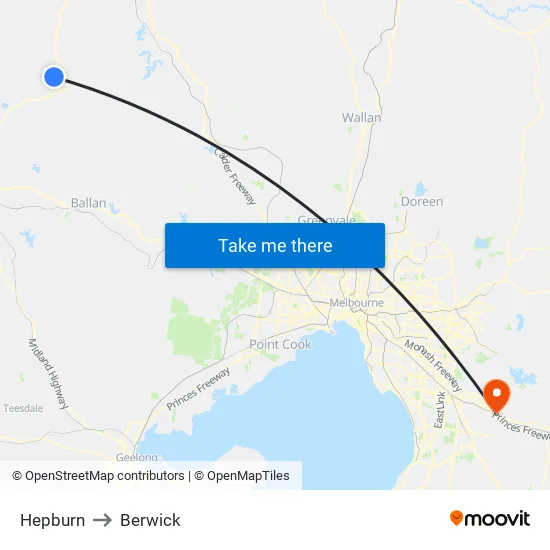 Hepburn to Berwick map