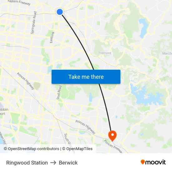 Ringwood Station to Berwick map