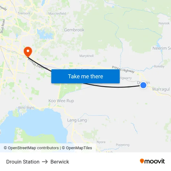 Drouin Station to Berwick map