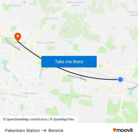 Pakenham Station to Berwick map