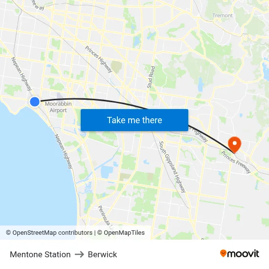 Mentone Station to Berwick map