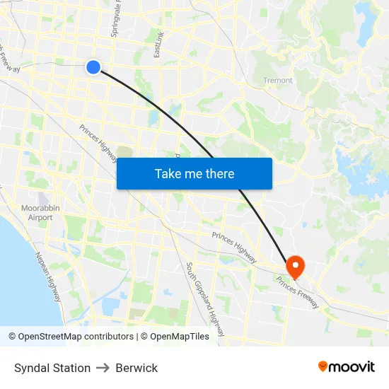 Syndal Station to Berwick map